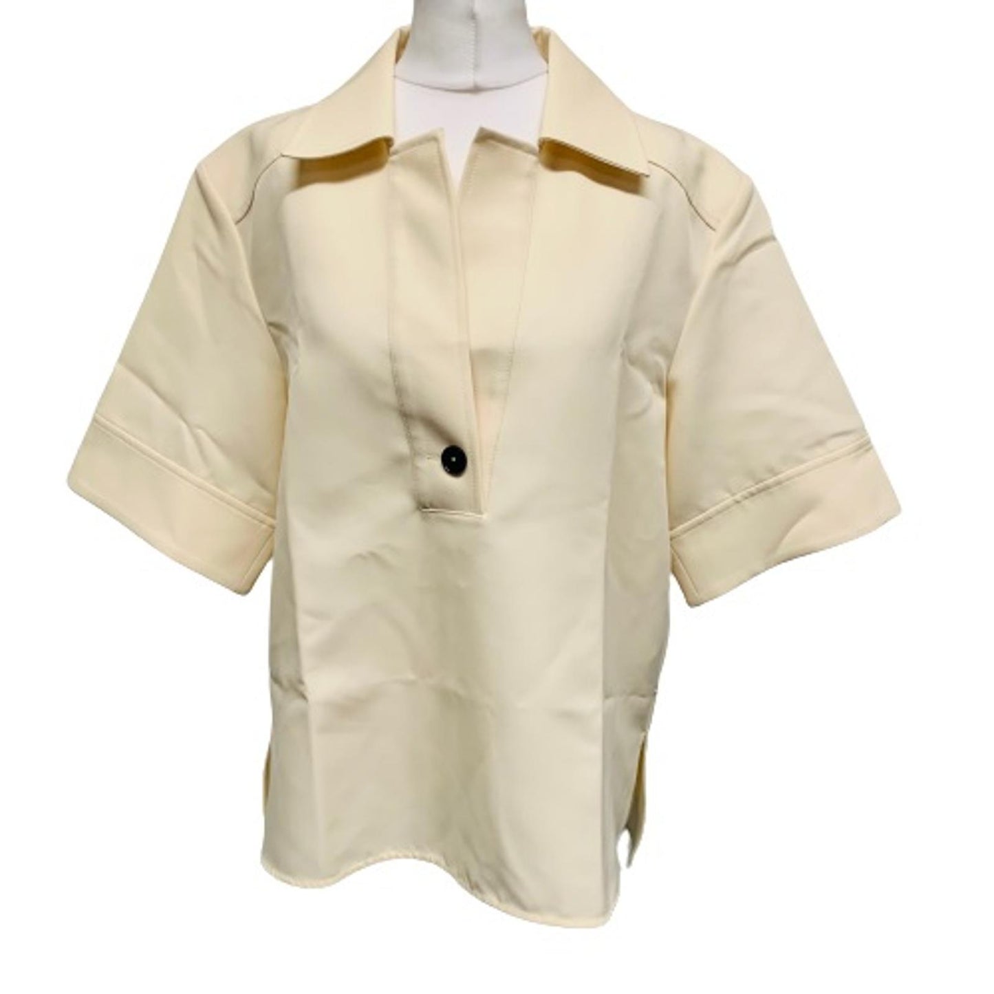 JIL SANDER Yellow Ladies Short Sleeve Collared Shirt Button-Up Size UK 8 NEW
