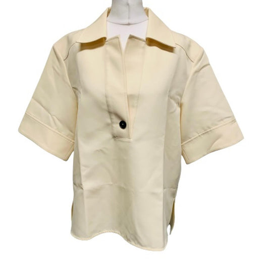 JIL SANDER Yellow Ladies Short Sleeve Collared Shirt Button-Up Size UK 8 NEW
