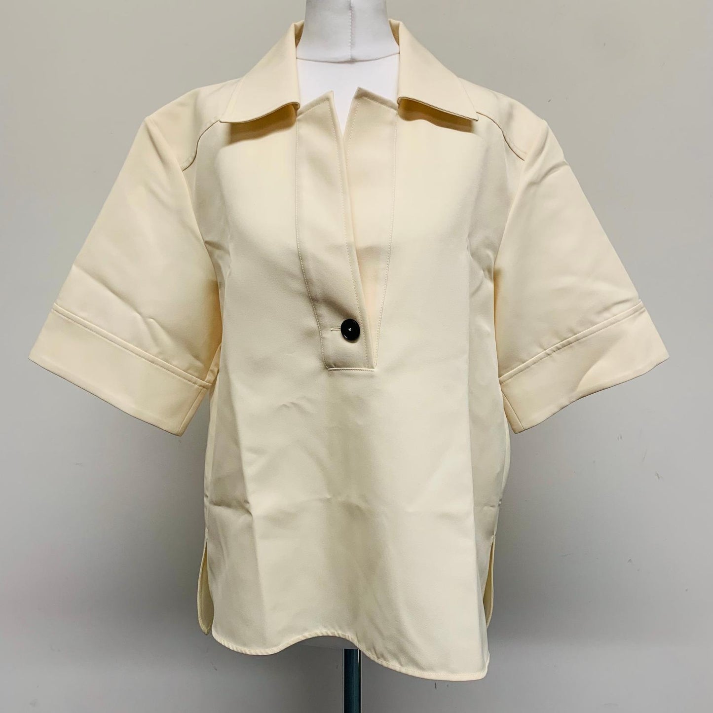 JIL SANDER Yellow Ladies Short Sleeve Collared Shirt Button-Up Size UK 8 NEW