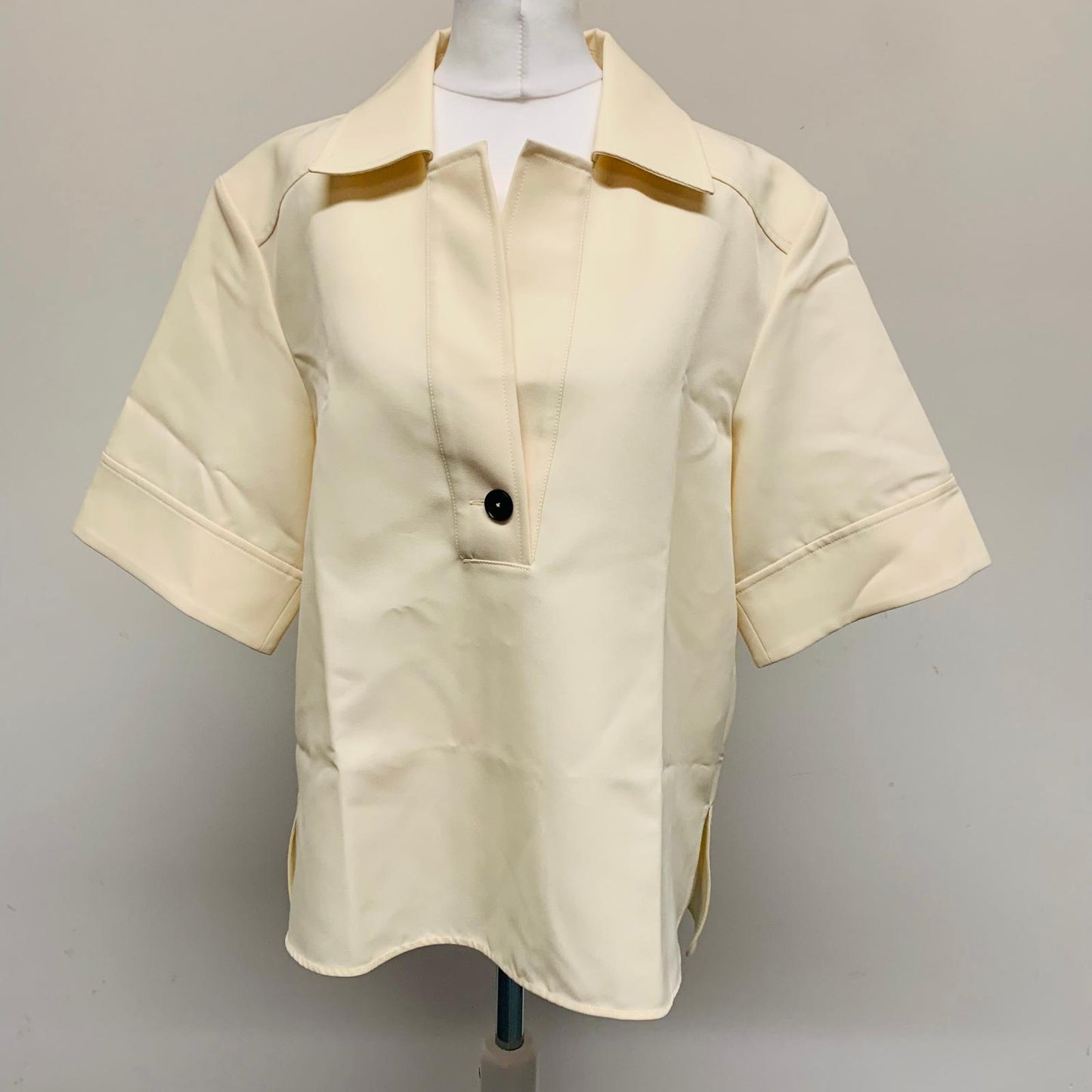 JIL SANDER Yellow Ladies Short Sleeve Collared Shirt Button-Up Size UK 8 NEW