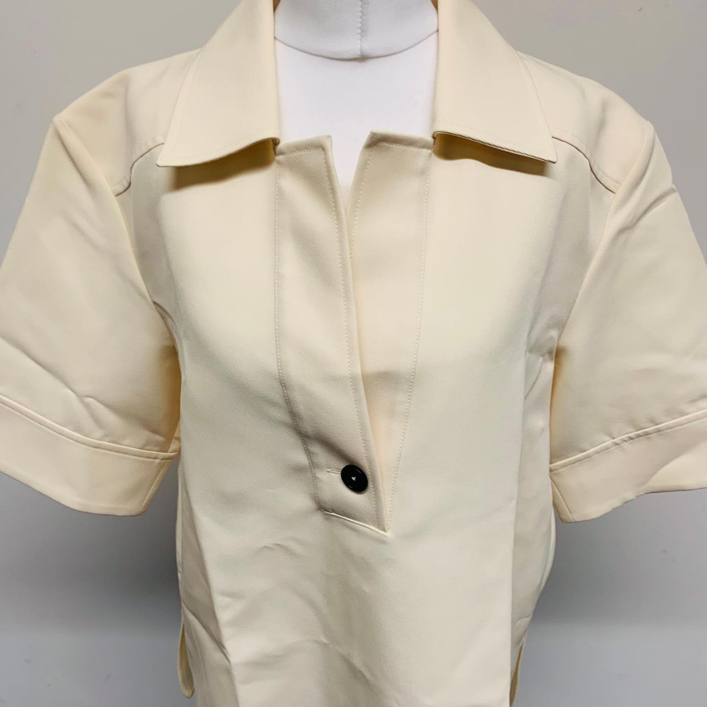 JIL SANDER Yellow Ladies Short Sleeve Collared Shirt Button-Up Size UK 8 NEW
