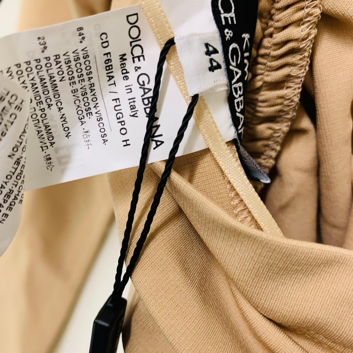 DOLCE & GABBANA Beige Ladies Long Sleeve V-Neck Bodycon Dress Size UK 8 NEW