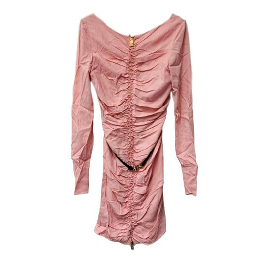 VERSACE Pink Ladies Long Sleeve V-Neck A-Line Dress Size UK 12 NEW