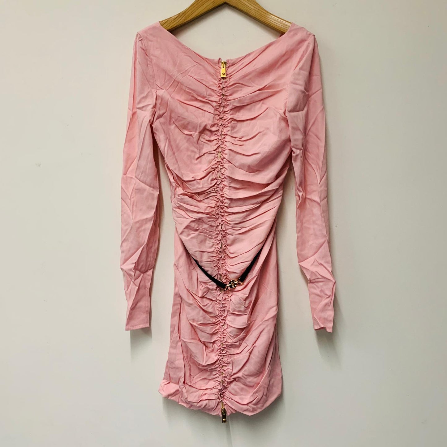 VERSACE Pink Ladies Long Sleeve V-Neck A-Line Dress Size UK 12 NEW