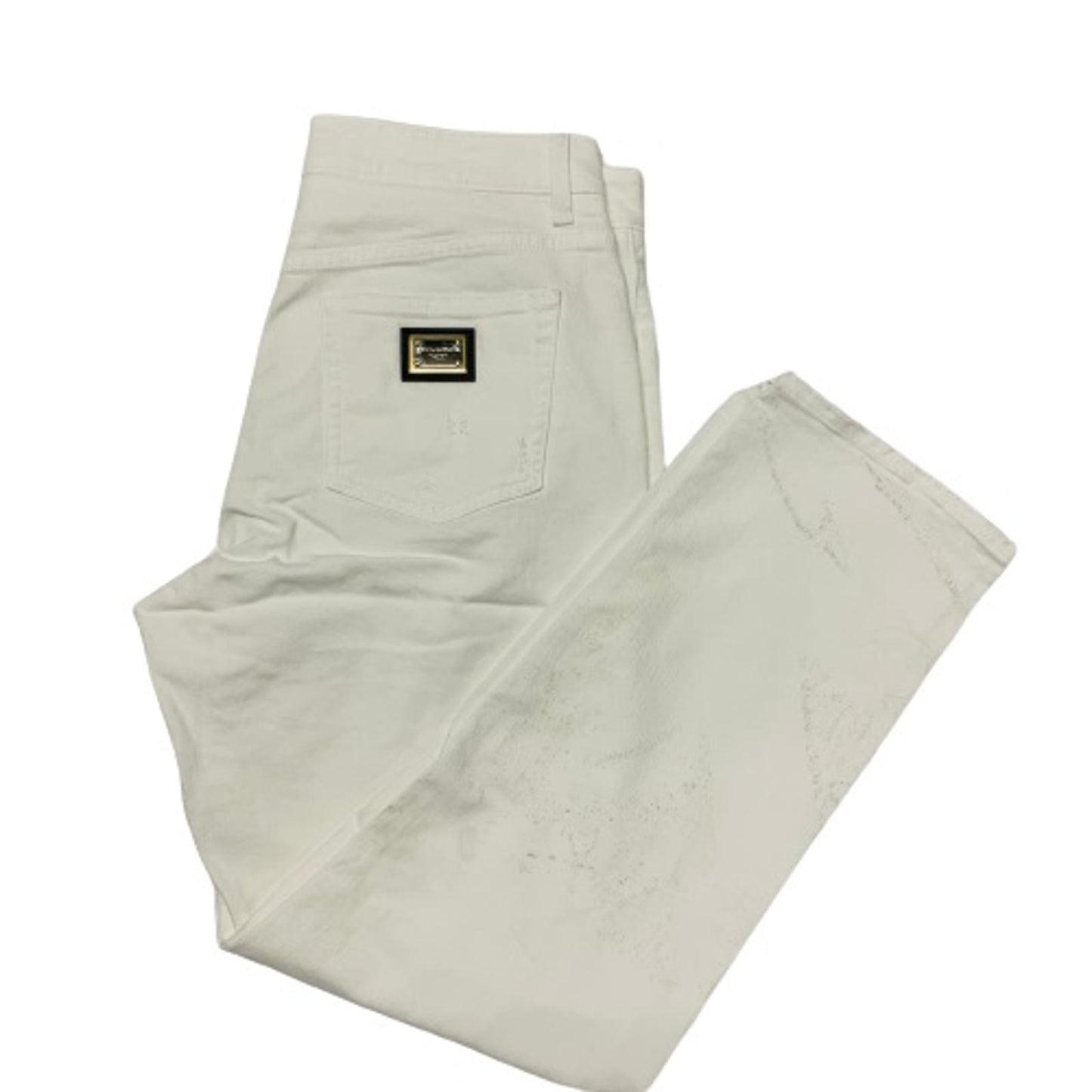 DOLCE & GABBANA White Ladies Denim Fit Boyfriend Straight Jeans W32 L29 NEW