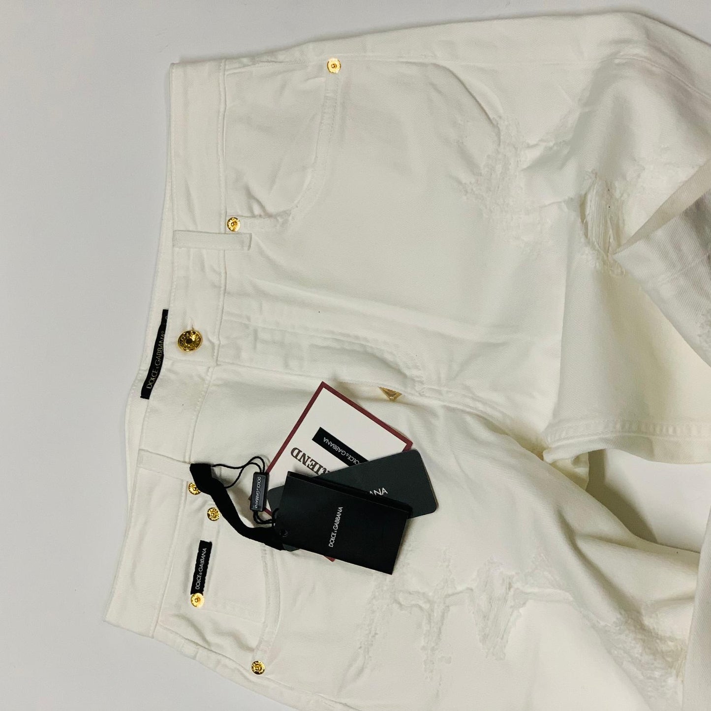 DOLCE & GABBANA White Ladies Denim Fit Boyfriend Straight Jeans W32 L29 NEW