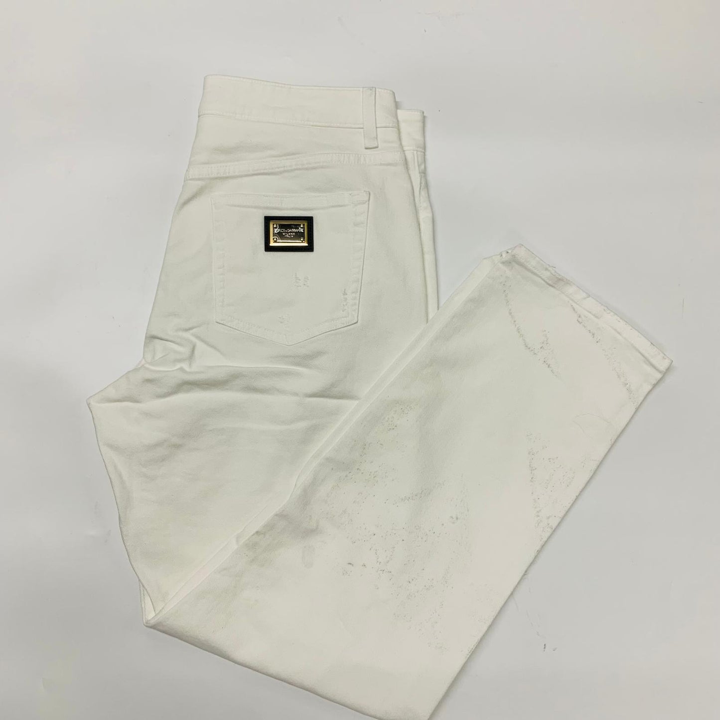 DOLCE & GABBANA White Ladies Denim Fit Boyfriend Straight Jeans W32 L29 NEW