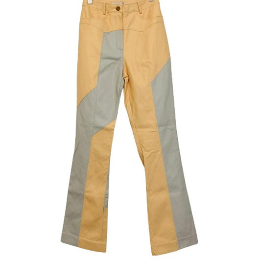 REJINA PYO Orange Ladies Leather Panel Patch Dress Pants Trousers UK 8 NEW