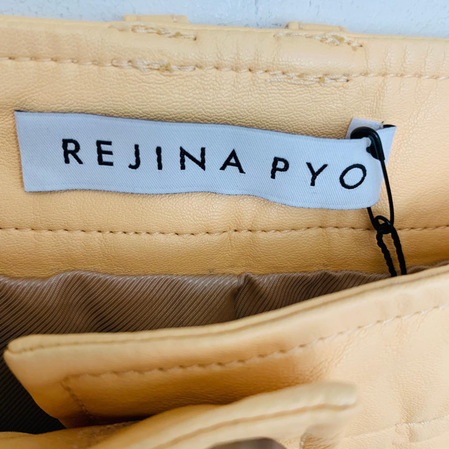 REJINA PYO Orange Ladies Leather Panel Patch Dress Pants Trousers UK 8 NEW