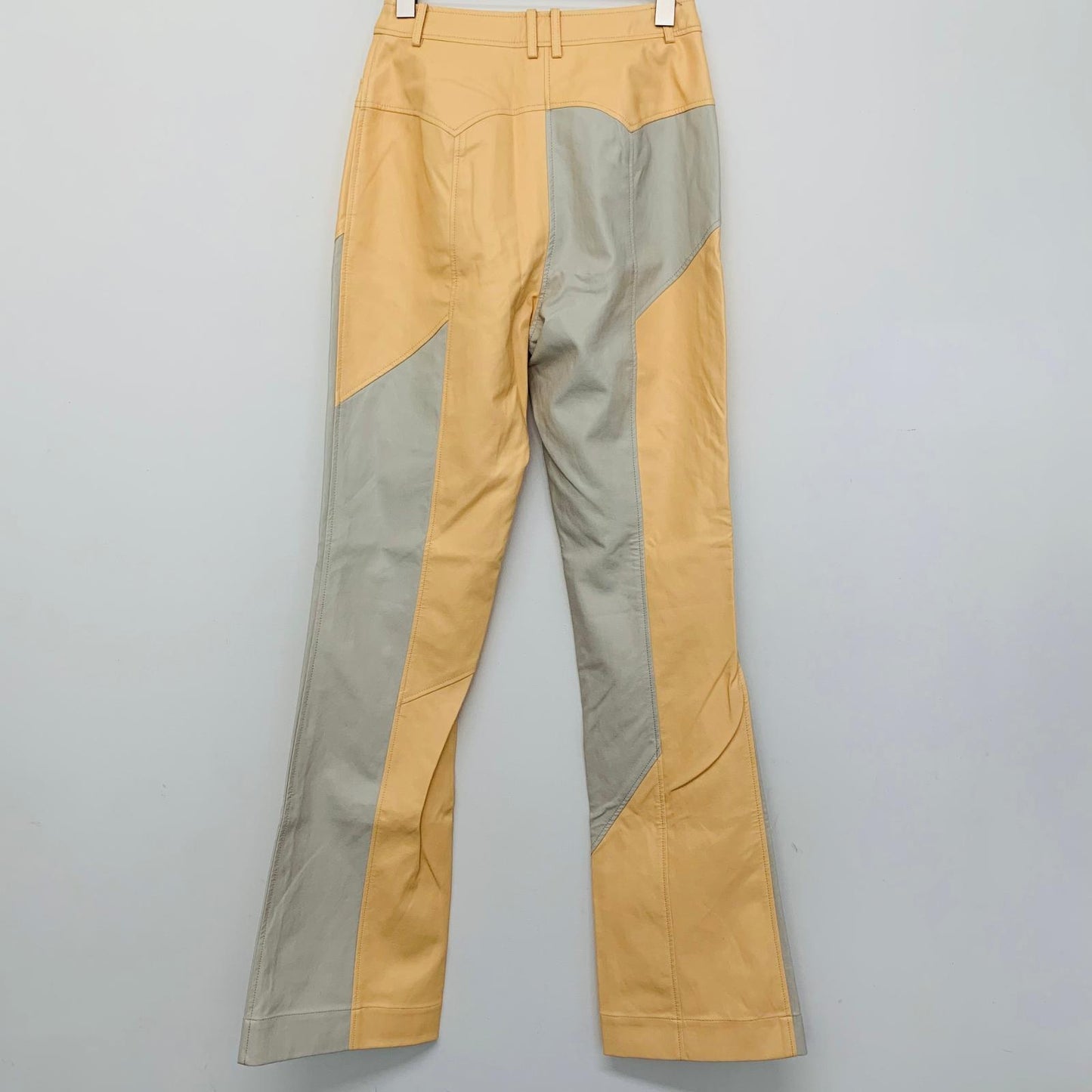 REJINA PYO Orange Ladies Leather Panel Patch Dress Pants Trousers UK 8 NEW