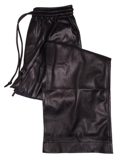 NANUSHKA Ladies Black Faux Leather Calie Straight Leg Trousers Size L NEW