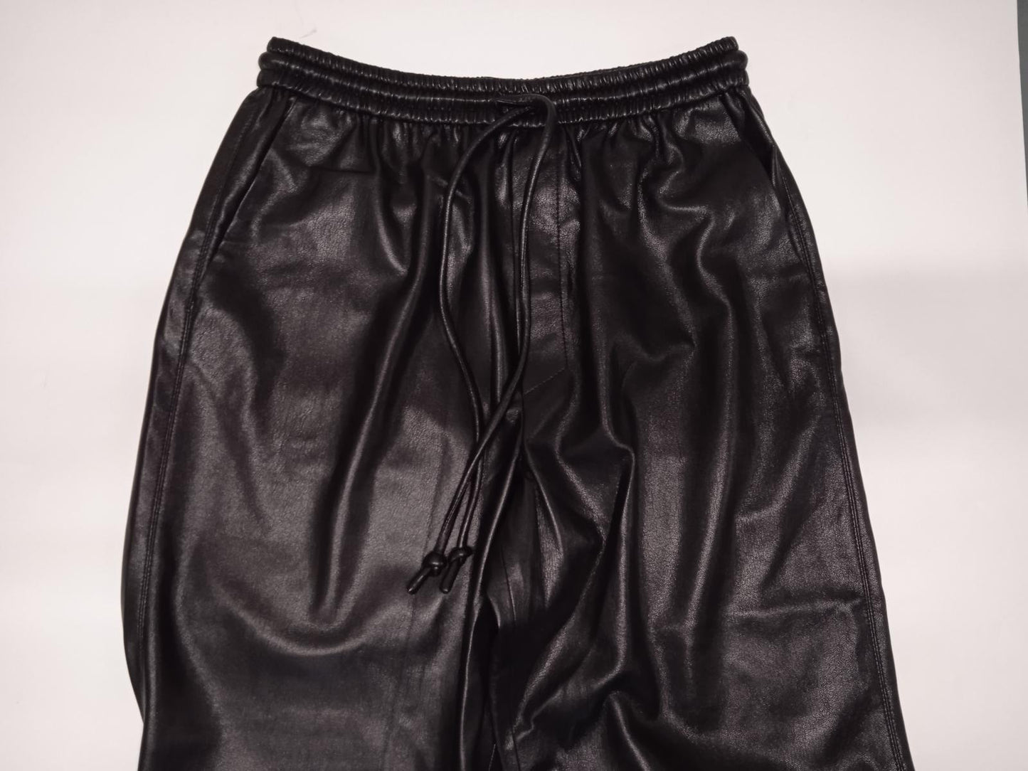 NANUSHKA Ladies Black Faux Leather Calie Straight Leg Trousers Size L NEW