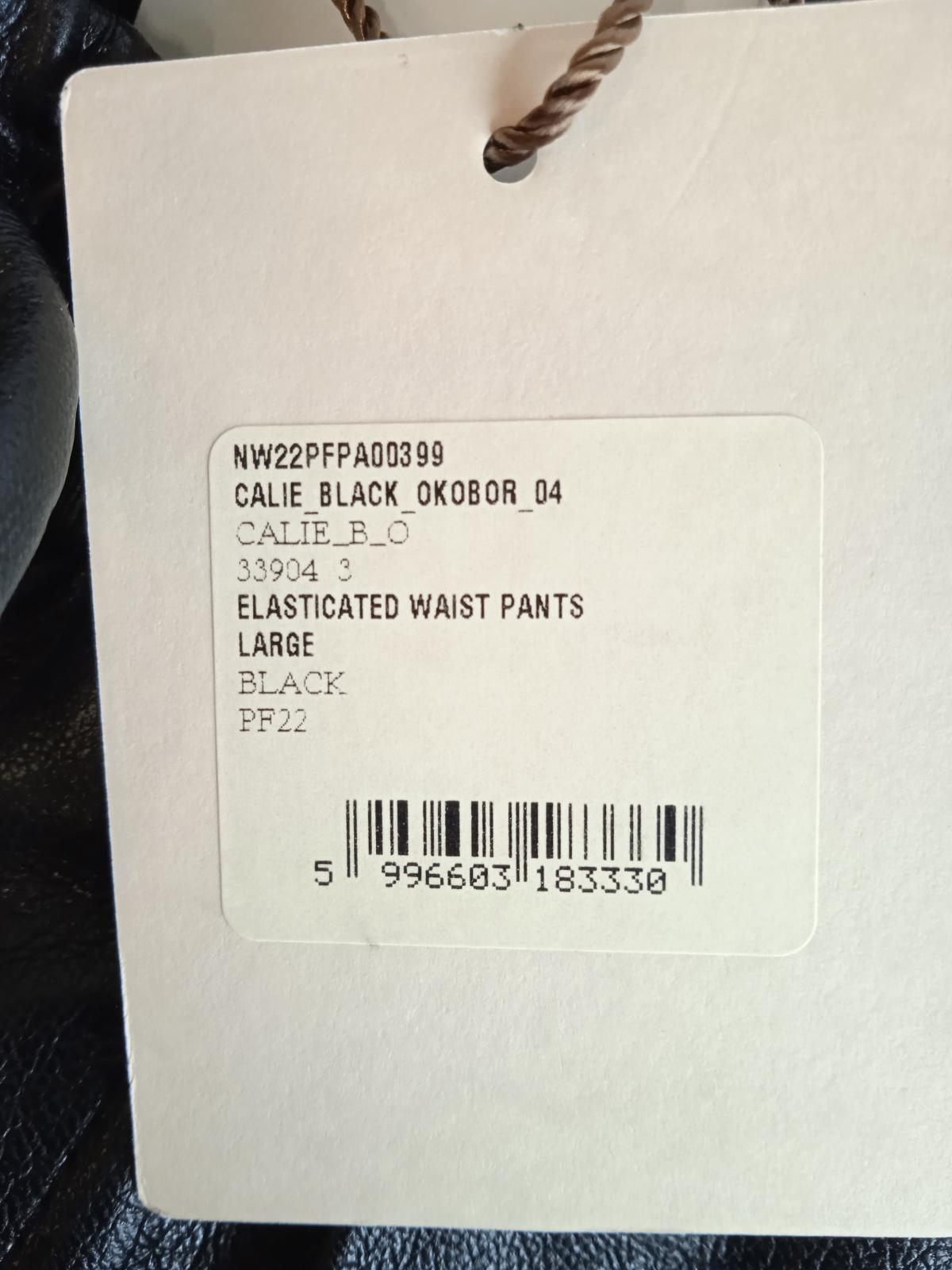 NANUSHKA Ladies Black Faux Leather Calie Straight Leg Trousers Size L NEW