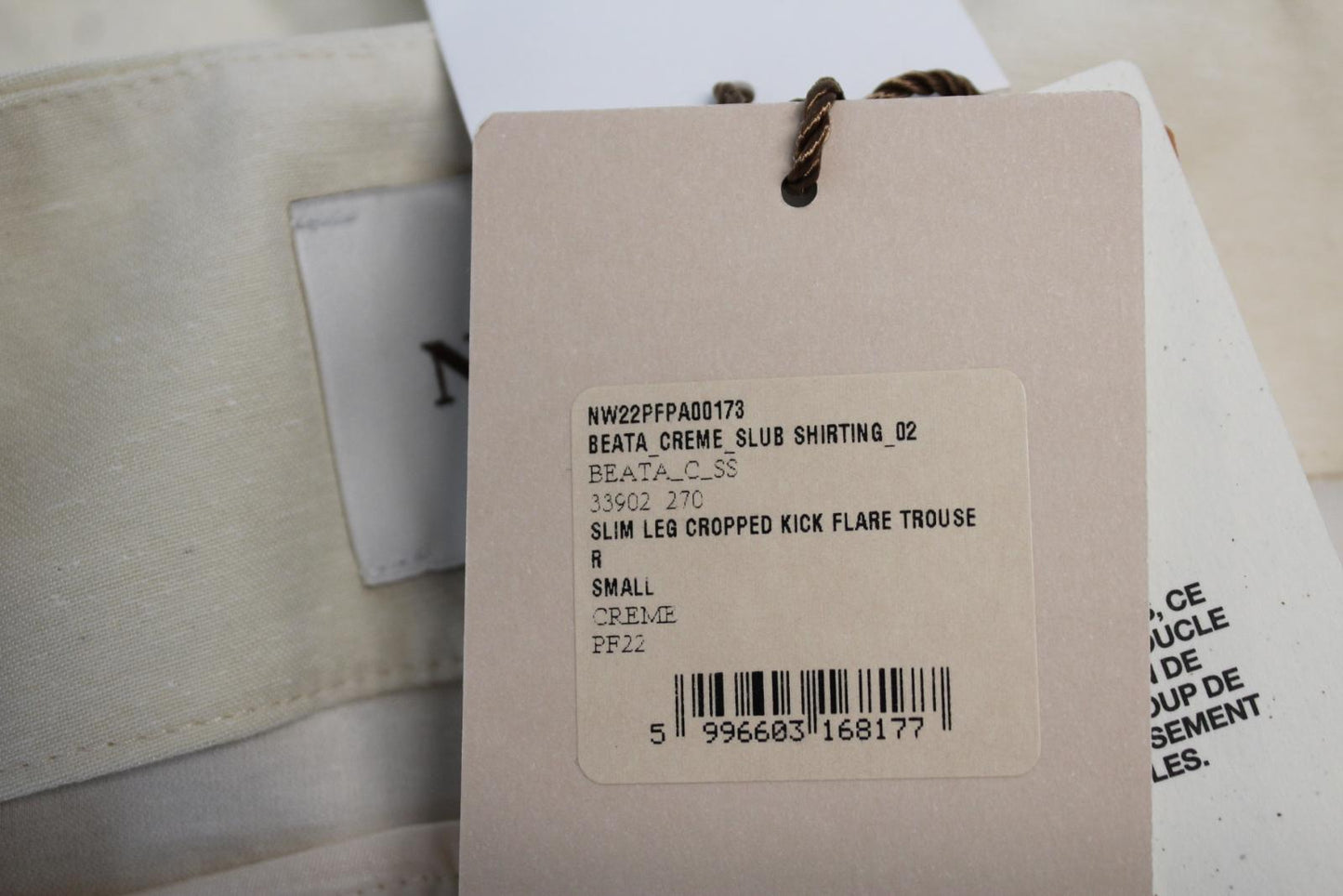NANUSHKA Ladies Beata Cream White Front Zip & Button Cropped Pants S W26 L26 NEW
