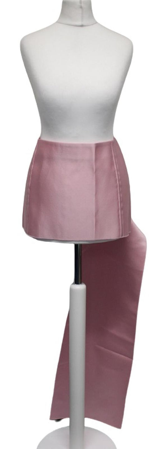PRADA Ladies Pink Silk Satin Drape Train Side Zip Mini Skirt IT40 UK8 NEW