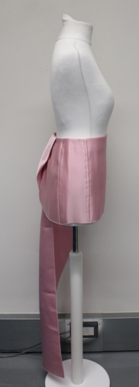 PRADA Ladies Pink Silk Satin Drape Train Side Zip Mini Skirt IT40 UK8 NEW
