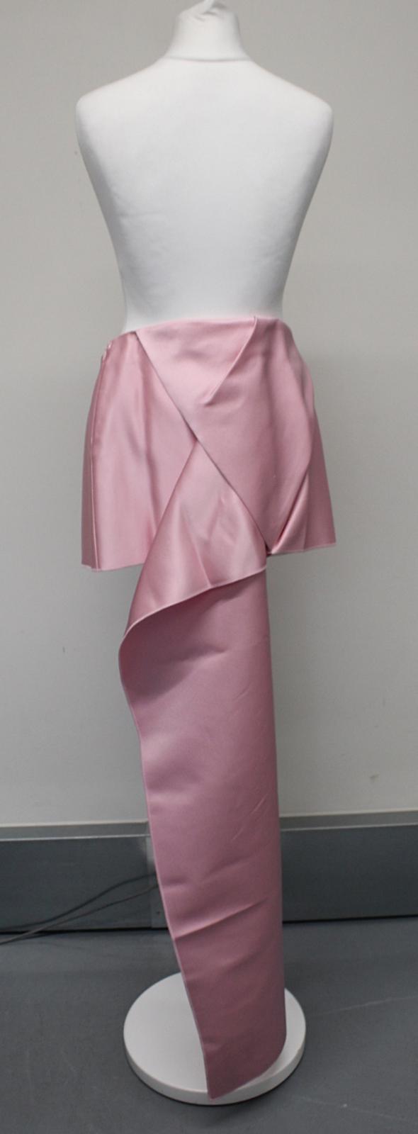 PRADA Ladies Pink Silk Satin Drape Train Side Zip Mini Skirt IT40 UK8 NEW