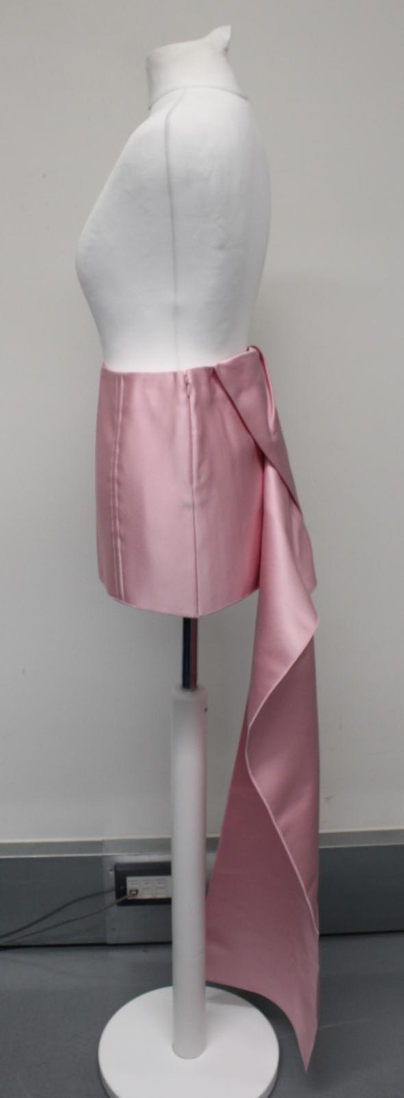 PRADA Ladies Pink Silk Satin Drape Train Side Zip Mini Skirt IT40 UK8 NEW