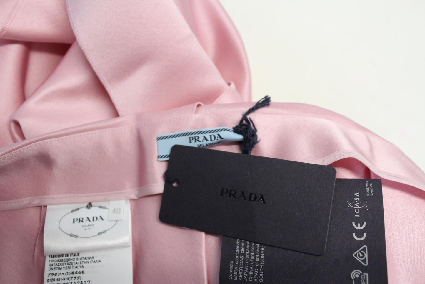 PRADA Ladies Pink Silk Satin Drape Train Side Zip Mini Skirt IT40 UK8 NEW