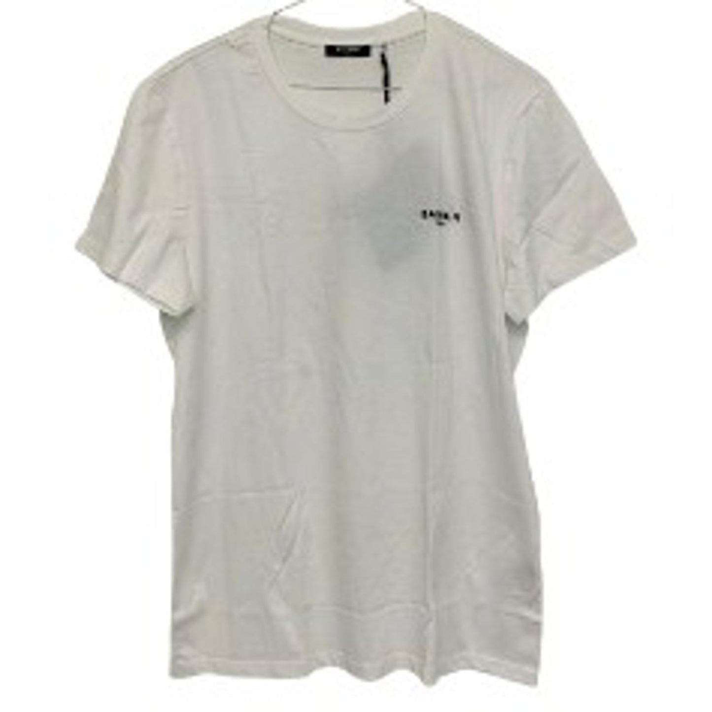 BALMAIN Men's Classic White Flock Small-Logo Tee Cotton T-Shirt Top L NEW