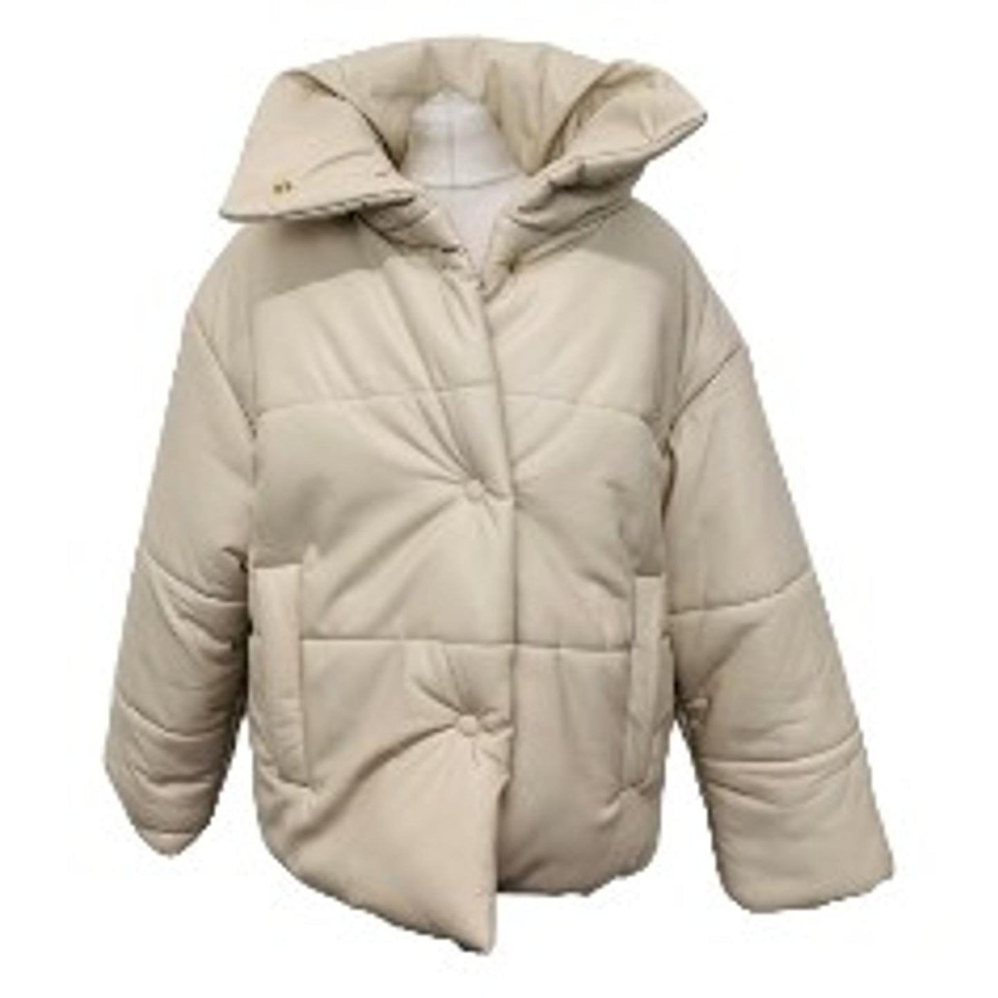 NANUSHKA Ladies Beige Vegan Faux Leather Cotton Coat Puffer Jacket M NEW