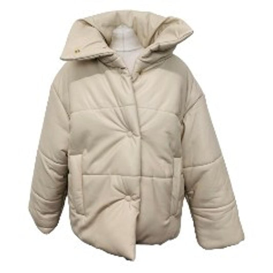 NANUSHKA Ladies Beige Vegan Faux Leather Cotton Coat Puffer Jacket M NEW