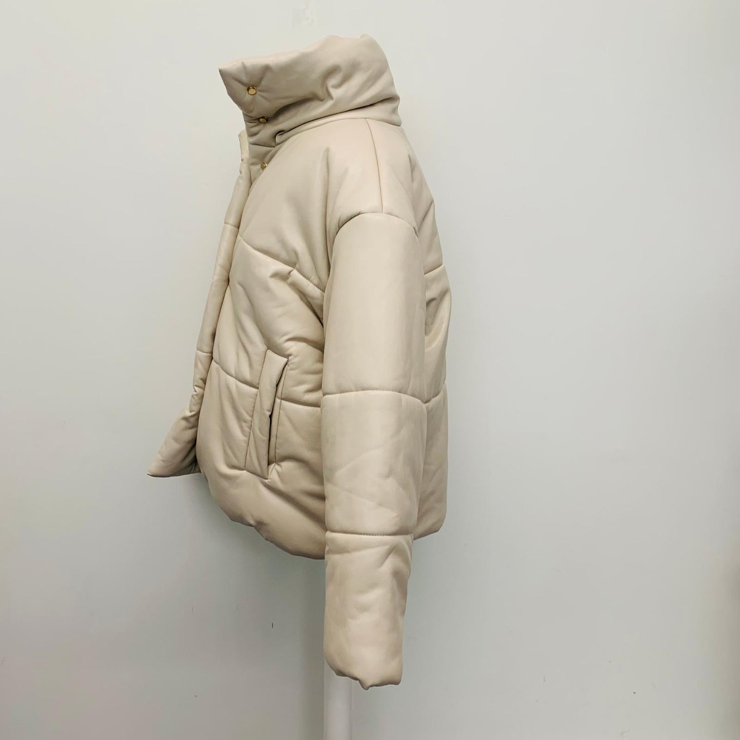 NANUSHKA Ladies Beige Vegan Faux Leather Cotton Coat Puffer Jacket M NEW