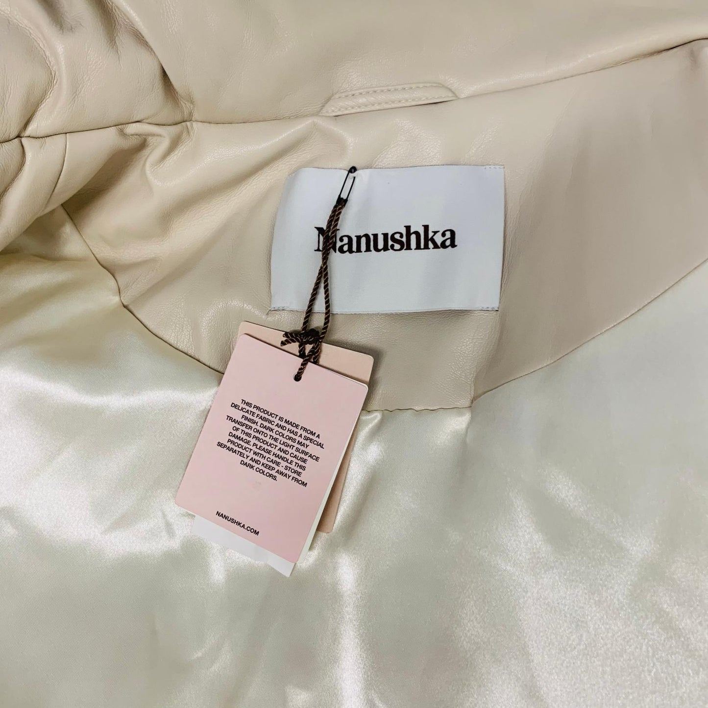 NANUSHKA Ladies Beige Vegan Faux Leather Cotton Coat Puffer Jacket M NEW