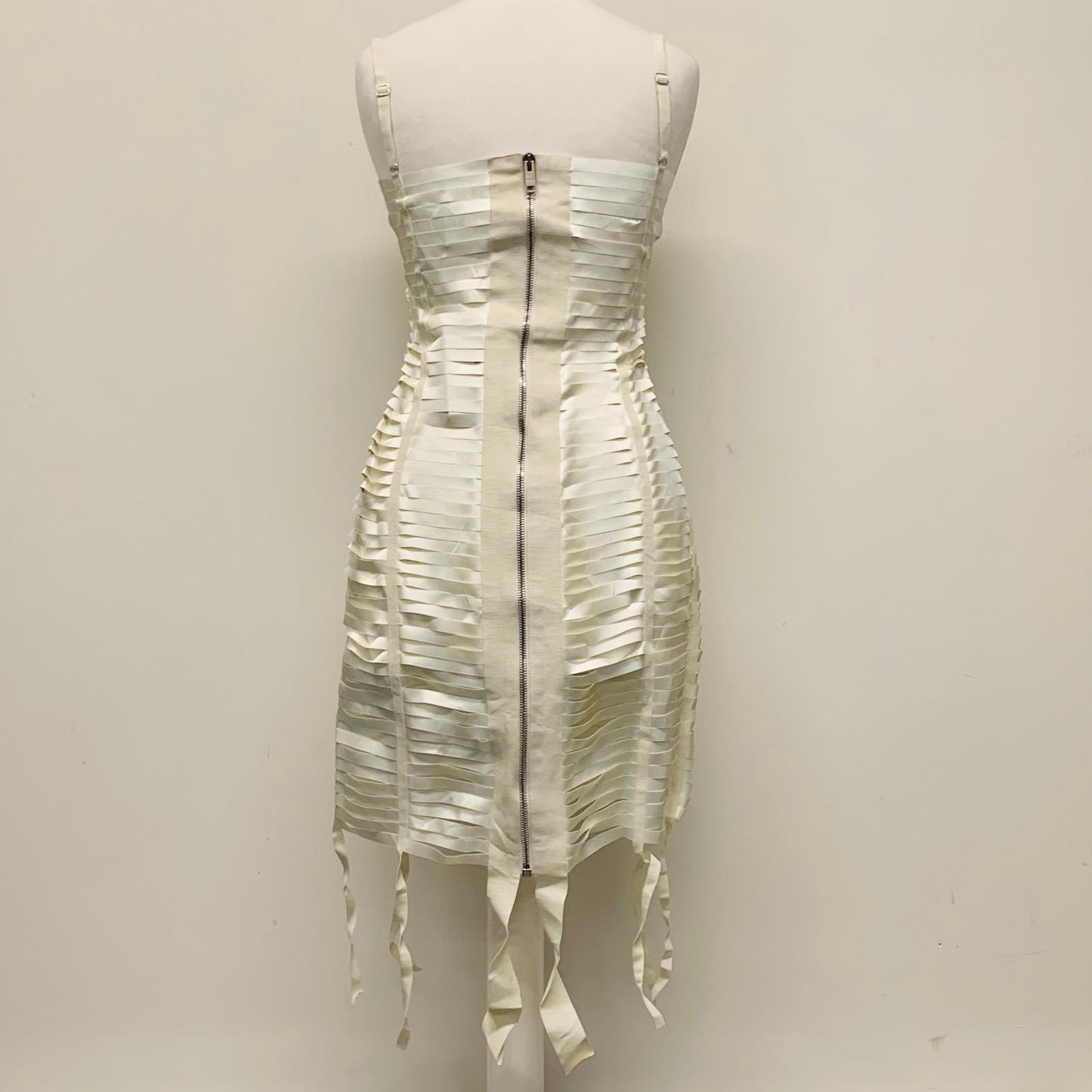 Givenchy Ladies Yellow Rib Effect Strips Polyester Dress Bodycon 34 UK NEW