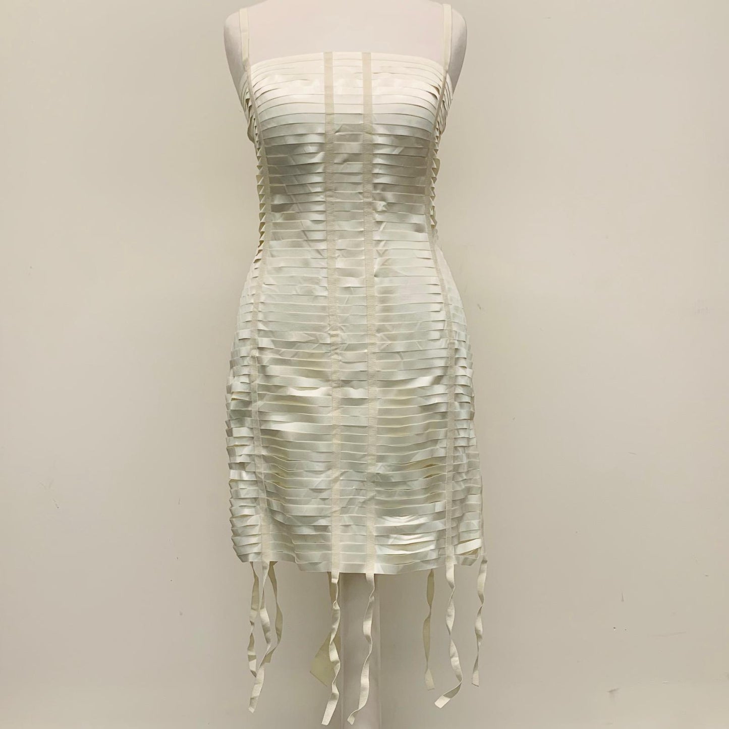 Givenchy Ladies Yellow Rib Effect Strips Polyester Dress Bodycon 34 UK NEW