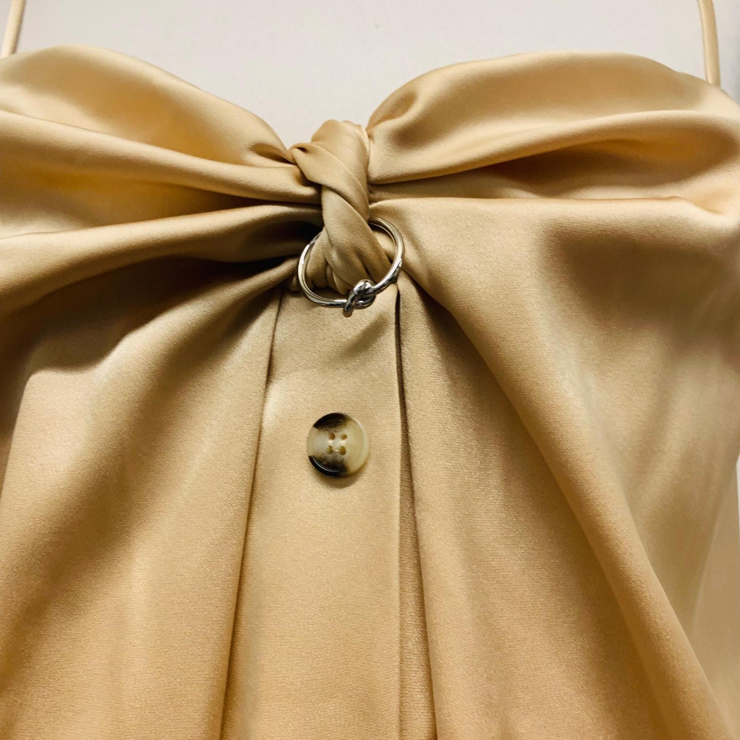 NANUSHKA Ladies Gold Doris Sweet Bow Triacitate Slip Dress L NEW