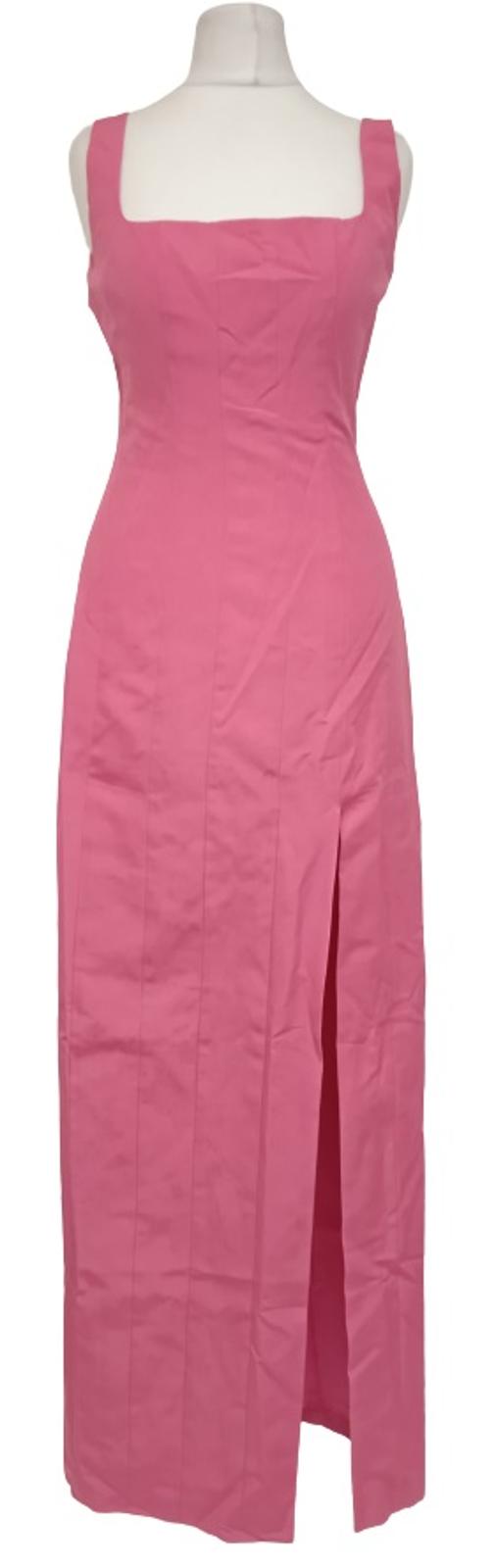 STAUD Ladies Pink Cotton Blend Square Neck Portrait Midi Dress Size US2 UK6 NEW