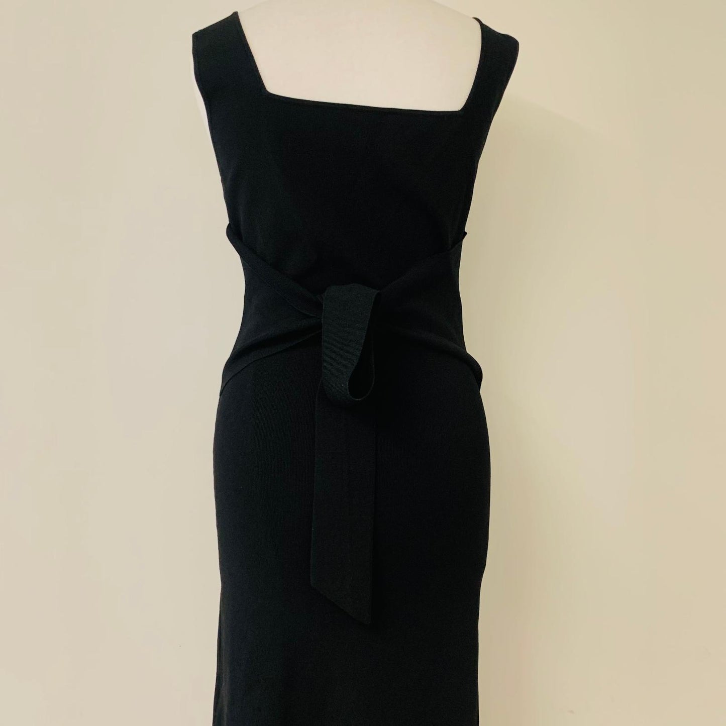 NANUSHKA Ladies Black Sleeveless Stretch Midi Bodycon Dress Size M NEW