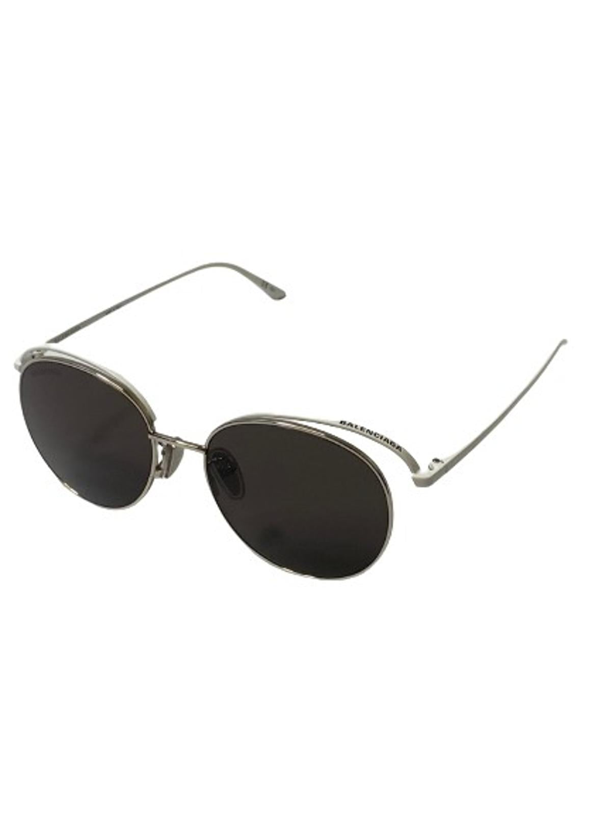 BALENCIAGA White Men's Metal Oval Double Framing Sunglasses NEW