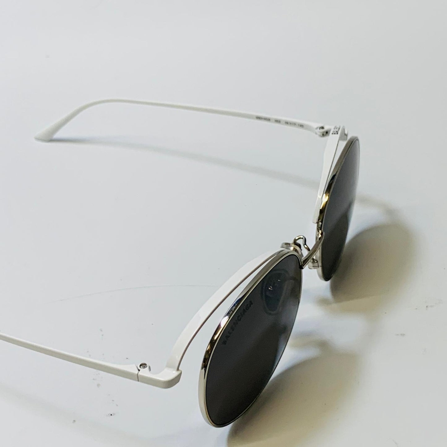 BALENCIAGA White Men's Metal Oval Double Framing Sunglasses NEW