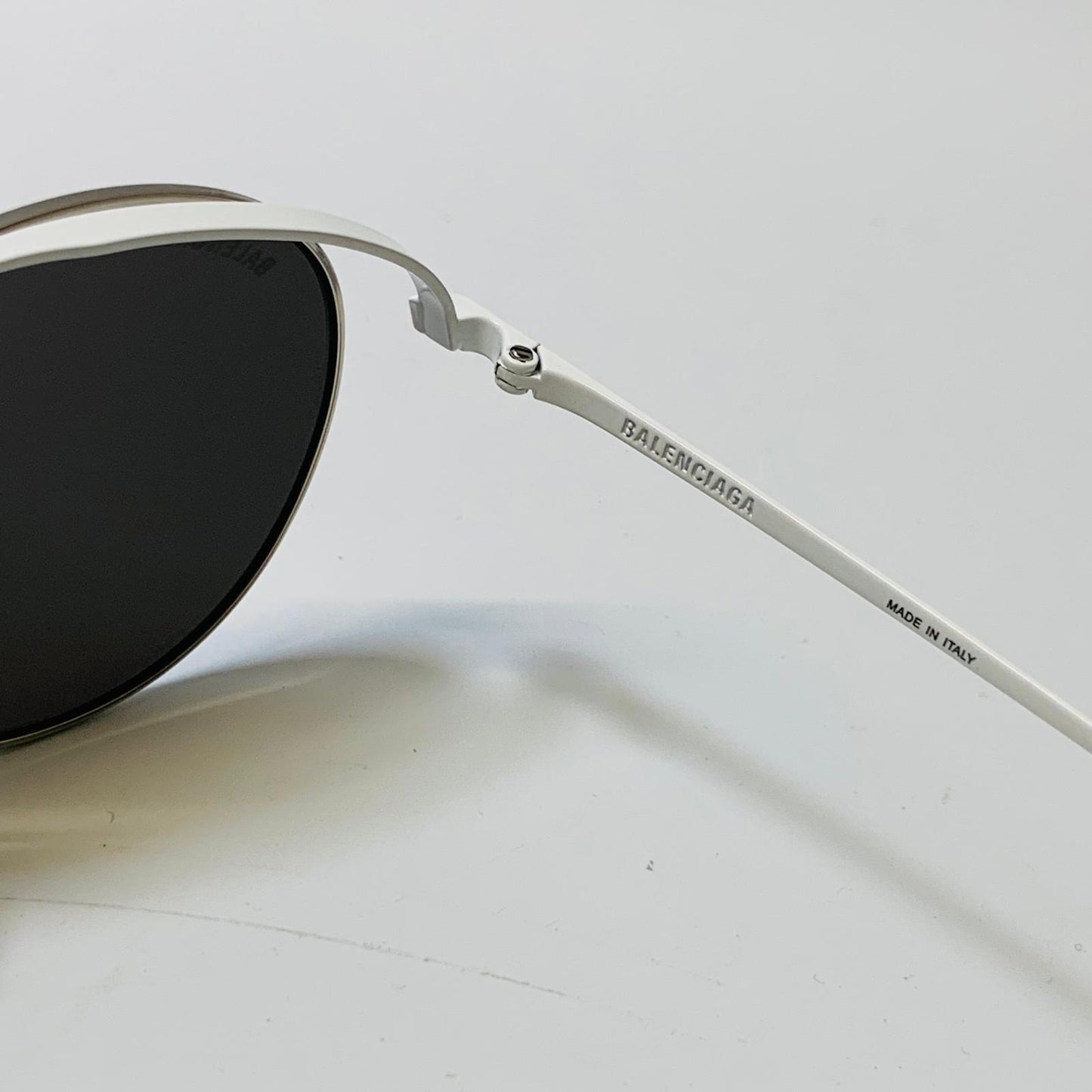 BALENCIAGA White Men's Metal Oval Double Framing Sunglasses NEW
