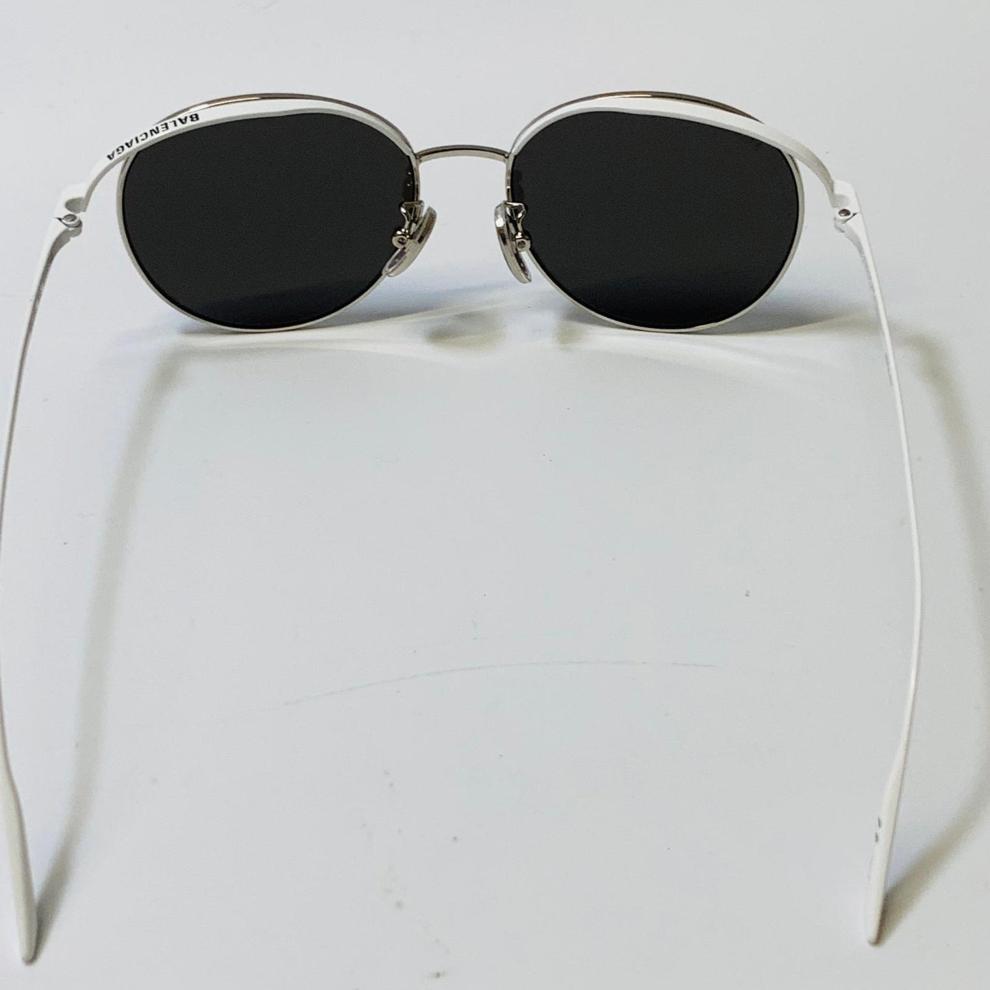 BALENCIAGA White Men's Metal Oval Double Framing Sunglasses NEW