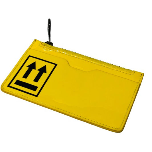 OFF-WHITE Yellow Men's  Bifold Wallet Black Print Directional Arrow NEW