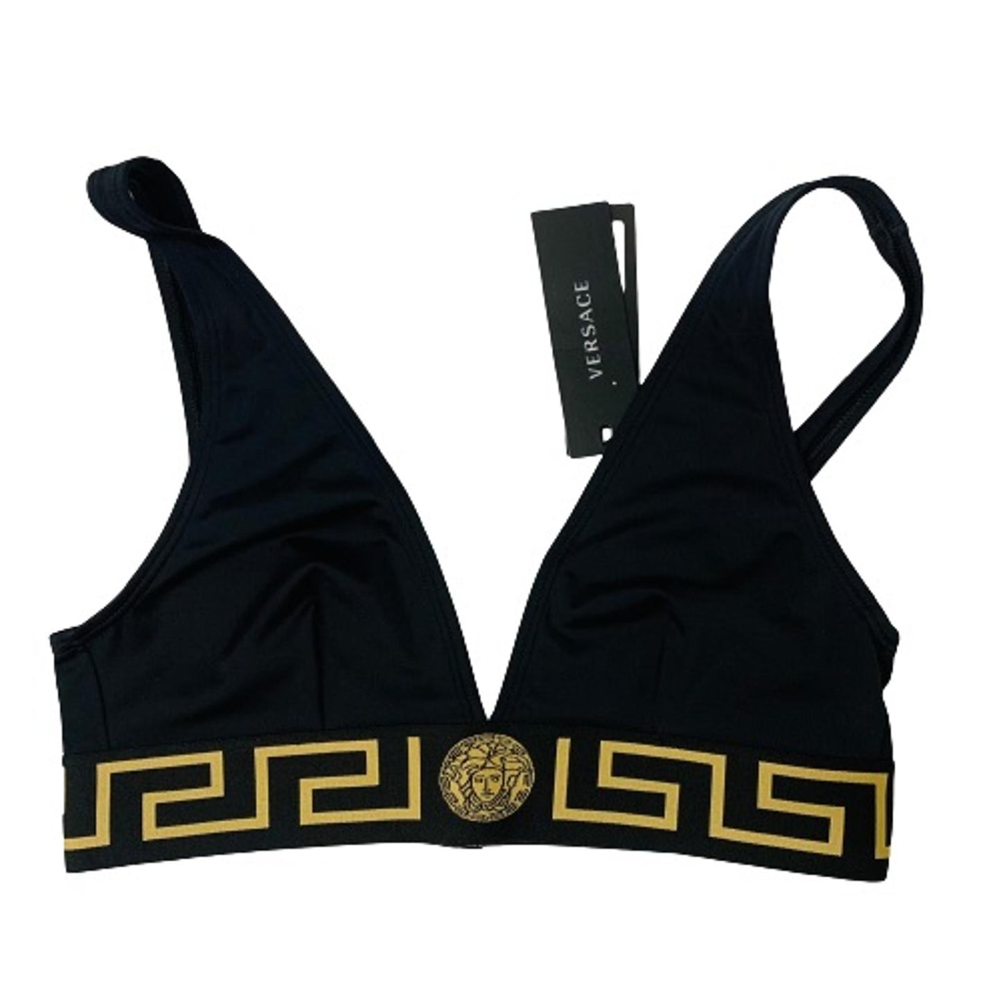 VERSACE Black Ladies  Bikini Tops Bikini Medusa Greca Jacquard Swimwear S NEW