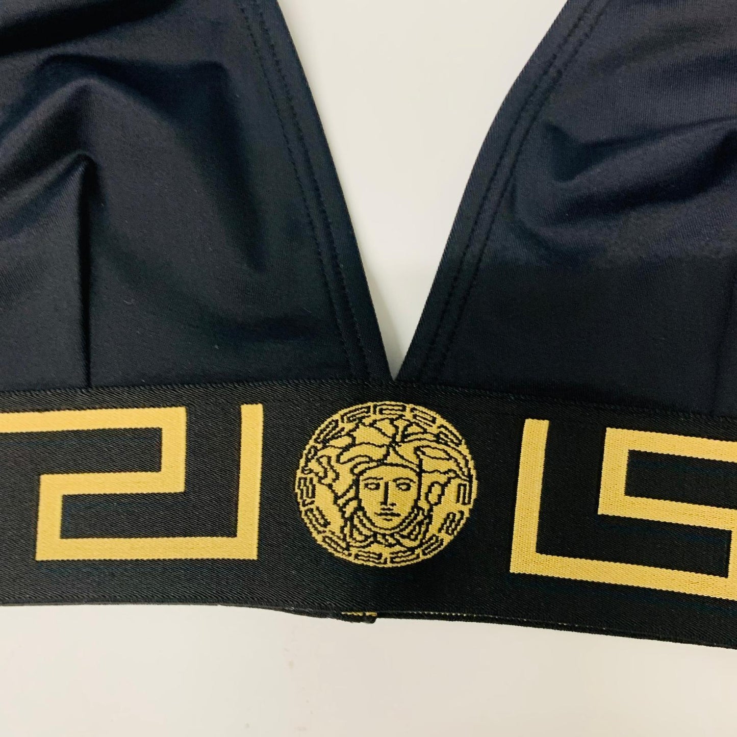 VERSACE Black Ladies  Bikini Tops Bikini Medusa Greca Jacquard Swimwear S NEW