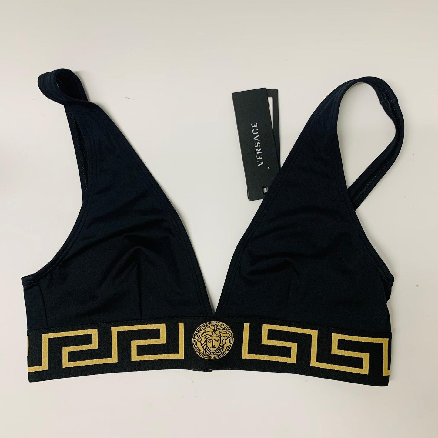 VERSACE Black Ladies  Bikini Tops Bikini Medusa Greca Jacquard Swimwear S NEW
