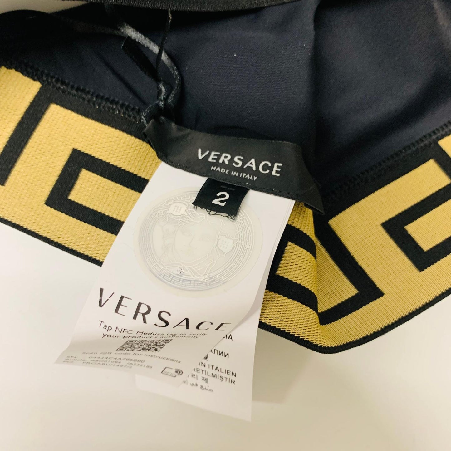 VERSACE Black Ladies  Bikini Tops Bikini Medusa Greca Jacquard Swimwear S NEW