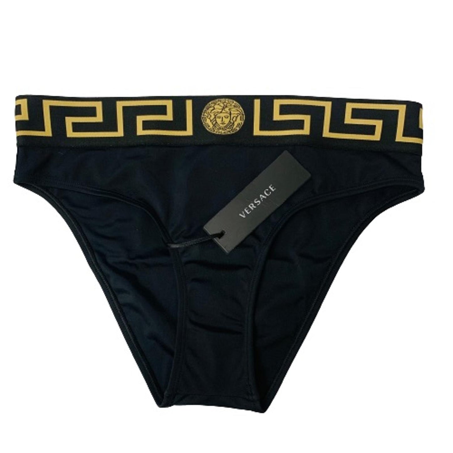 VERSACE Black Ladies  Bikini Bottoms Bikini Medusa Greca Jacquard Swimwear S NEW