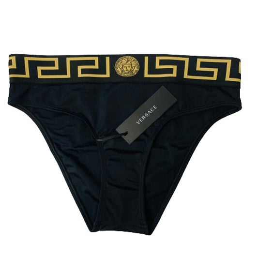 VERSACE Black Ladies  Bikini Bottoms Bikini Medusa Greca Jacquard Swimwear S NEW