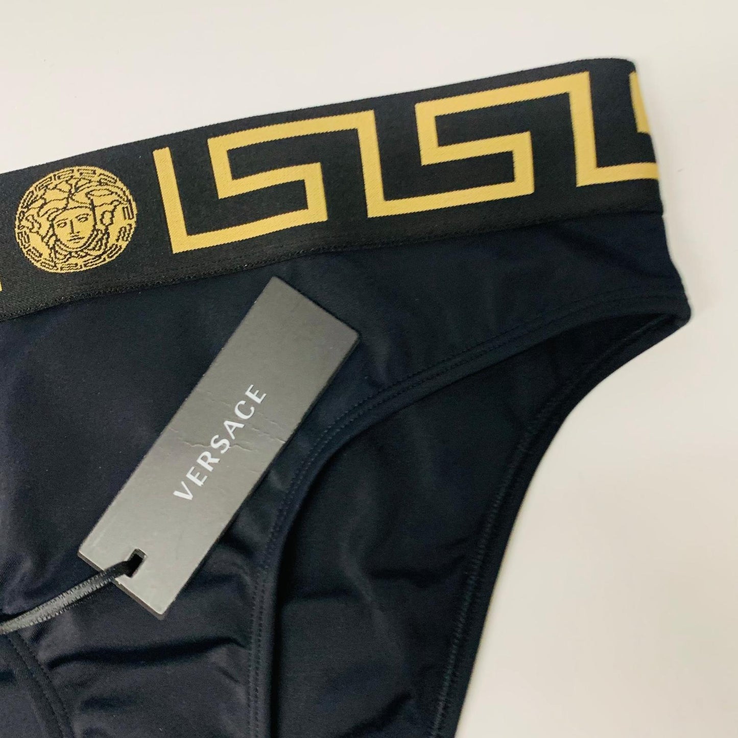 VERSACE Black Ladies  Bikini Bottoms Bikini Medusa Greca Jacquard Swimwear S NEW