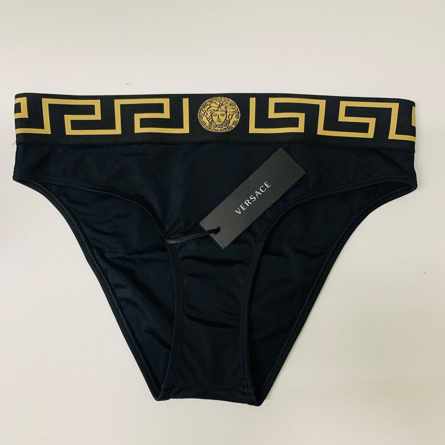 VERSACE Black Ladies  Bikini Bottoms Bikini Medusa Greca Jacquard Swimwear S NEW