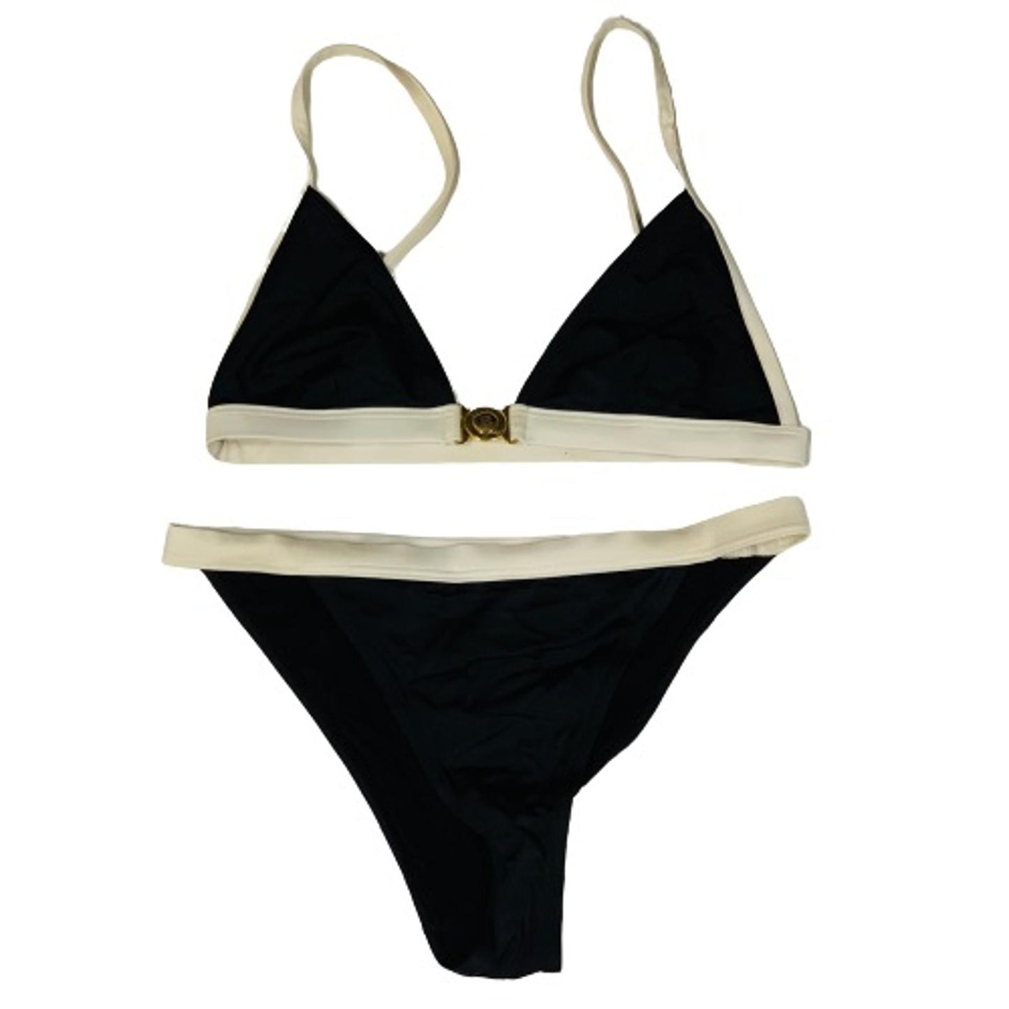 BALMAIN Black Ladies  Swimming Costumes Bikini White Trimmed Classic XS NEW