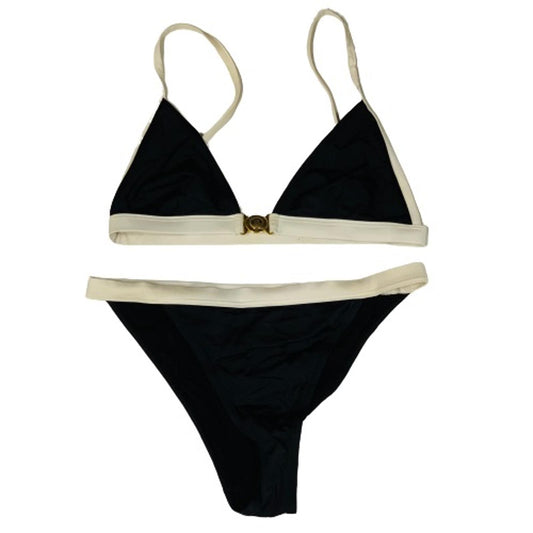 BALMAIN Black Ladies  Swimming Costumes Bikini White Trimmed Classic XS NEW