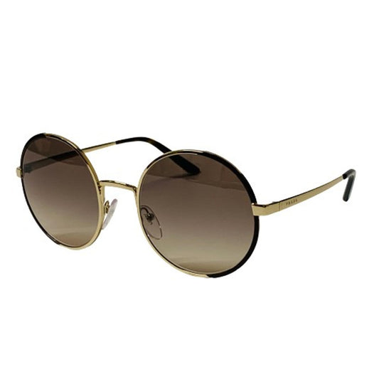 PRADA Gold Ladies  Round Sunglasses Golden Brown Rounded NEW