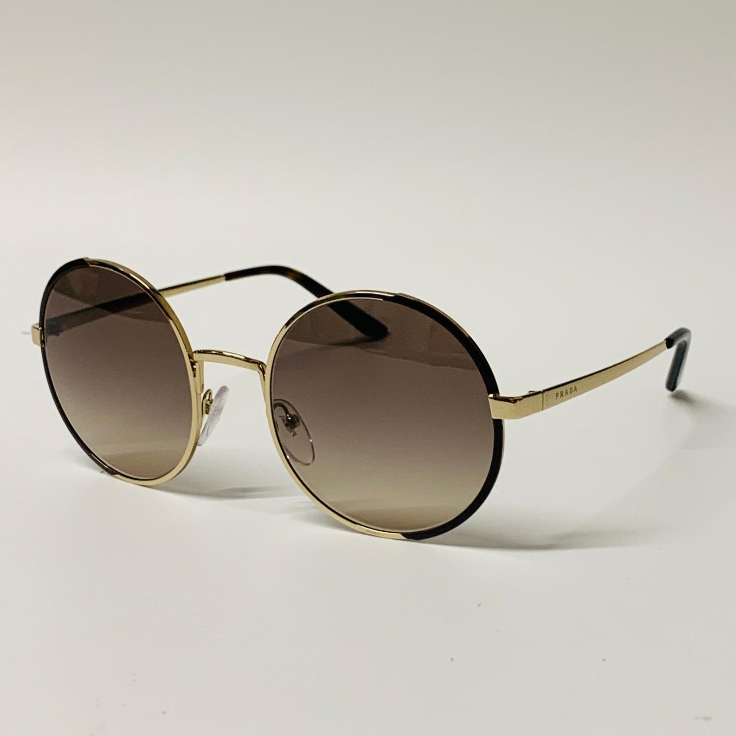 PRADA Gold Ladies  Round Sunglasses Golden Brown Rounded NEW